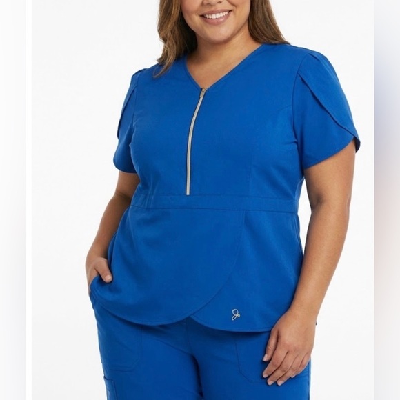 Jaanuu Tops - Jaanuu Women's Blue Zip-Front Scrub